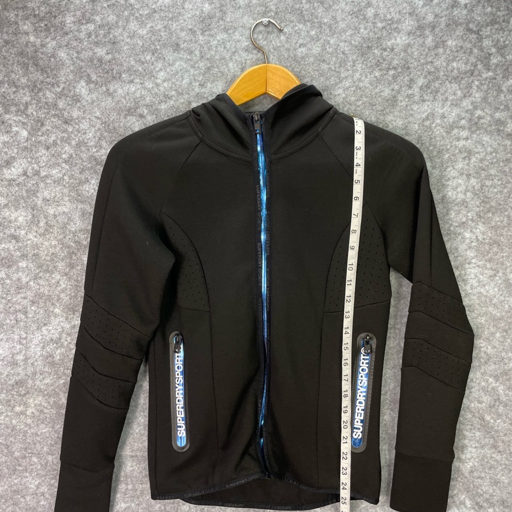 Superdry Sport Jacket Womens US 6 UK10 Black Full Zip Hooded Athletic Stretch - Picture 6 of 16